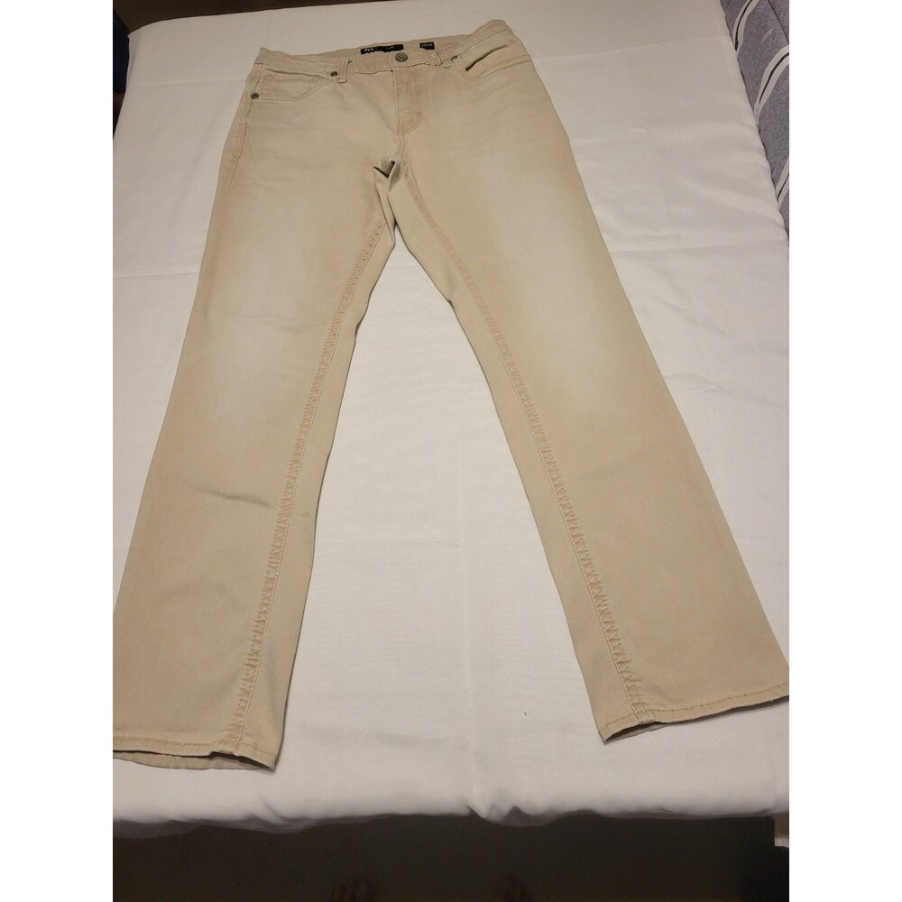 BKE Men's Beige Straight Leg Denim Jeans Stretch Light Wash 5-Pocket